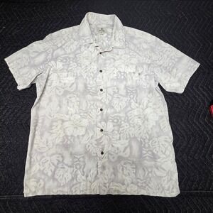 Solitude Mens Large Tropical Floral Hibiscus Short Sleeve Button Down Shirt
